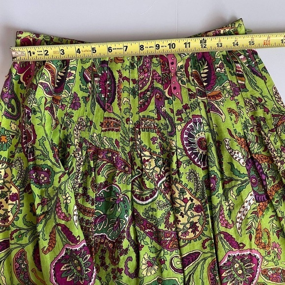 I.C.E. Green Floral Pleated A-line Skirt Size 4 - Picture 6 of 8